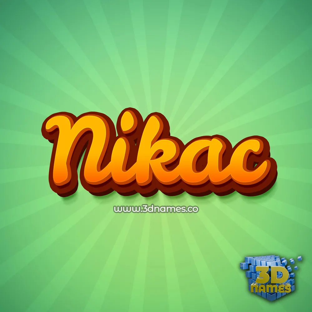 nikac in Green Rays style - 3D name wallpaper