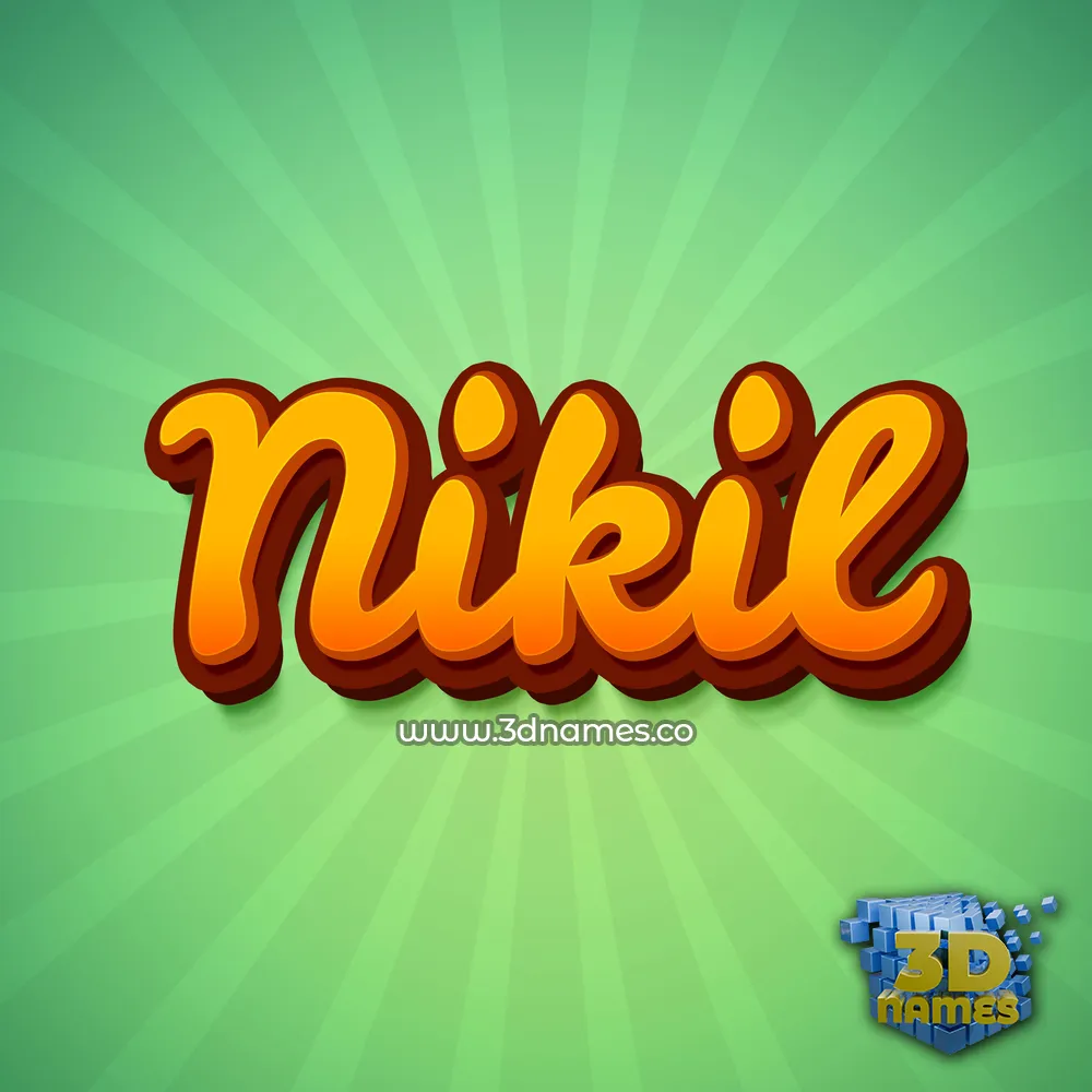 nikil in Green Rays style - 3D name wallpaper