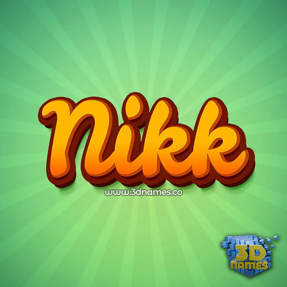 nikk in Green Rays style - 3D name wallpaper