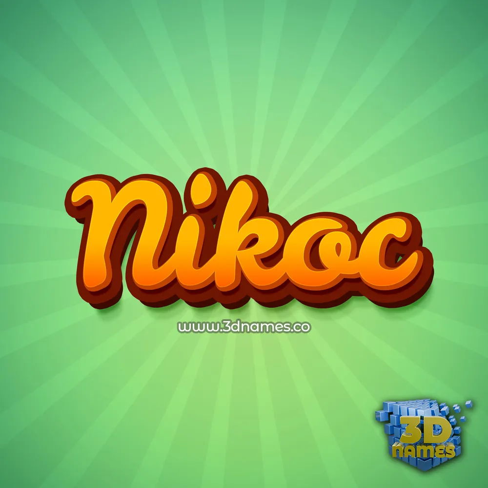 nikoc in Green Rays style - 3D name wallpaper
