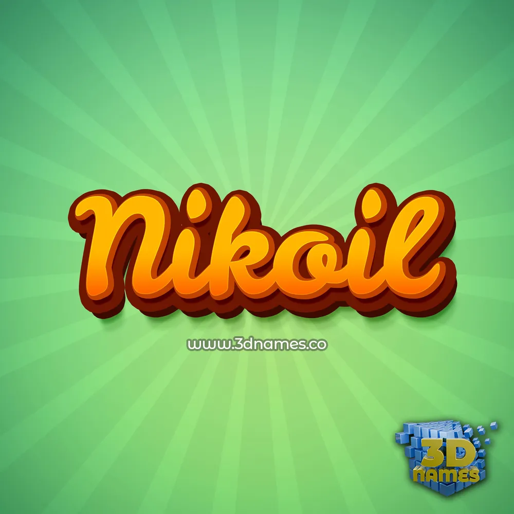 nikoil in Green Rays style - 3D name wallpaper