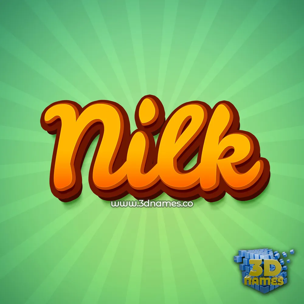 nilk in Green Rays style - 3D name wallpaper