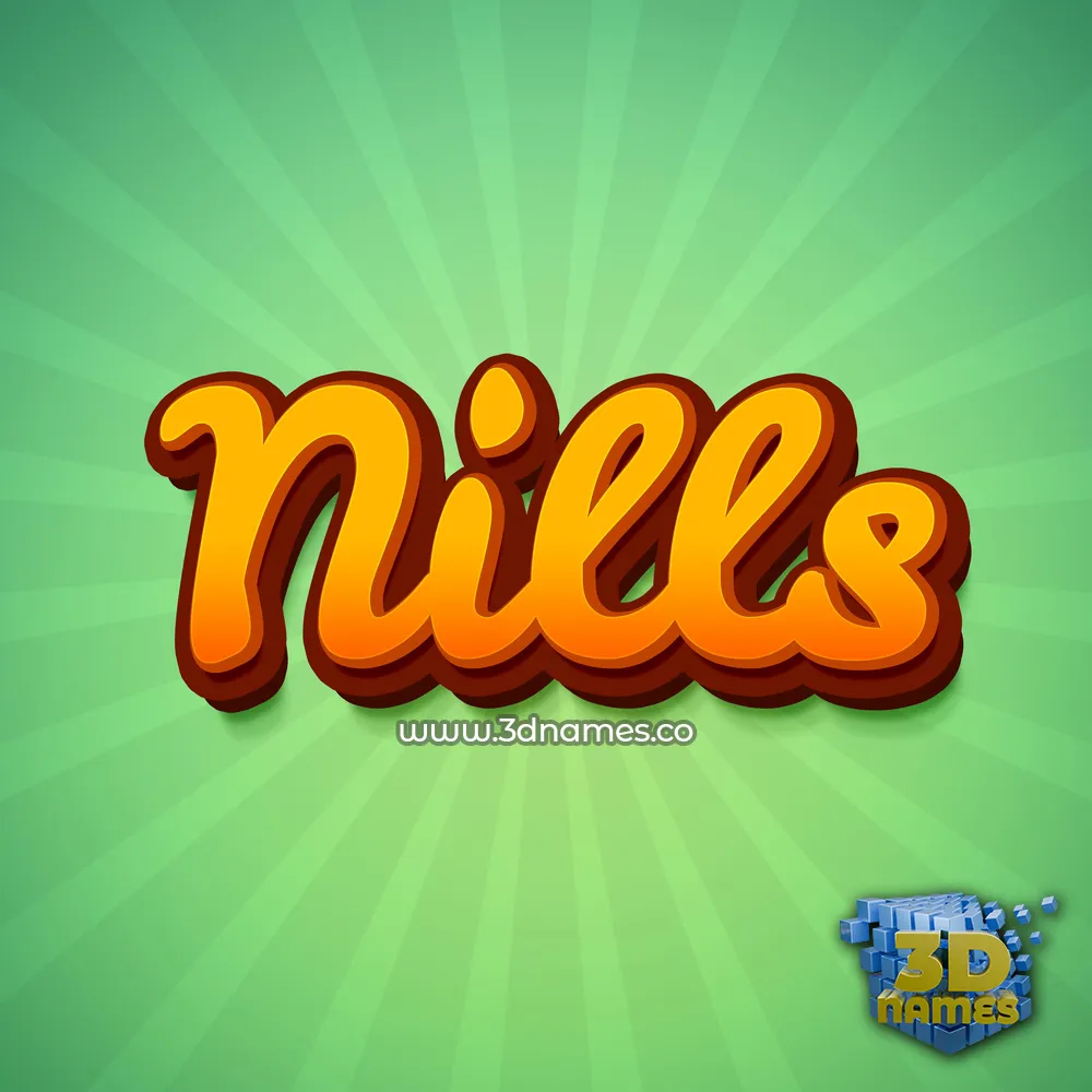 nills in Green Rays style - 3D name wallpaper
