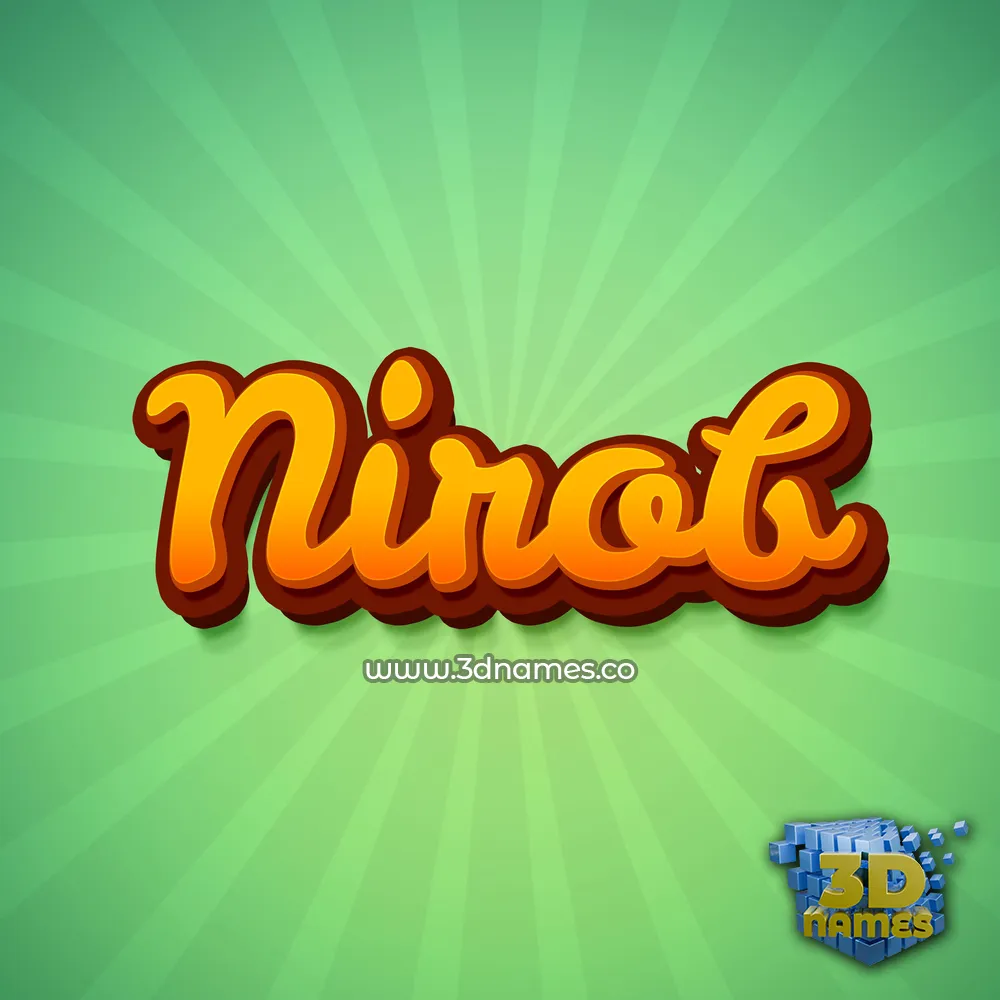 nirob in Green Rays style - 3D name wallpaper