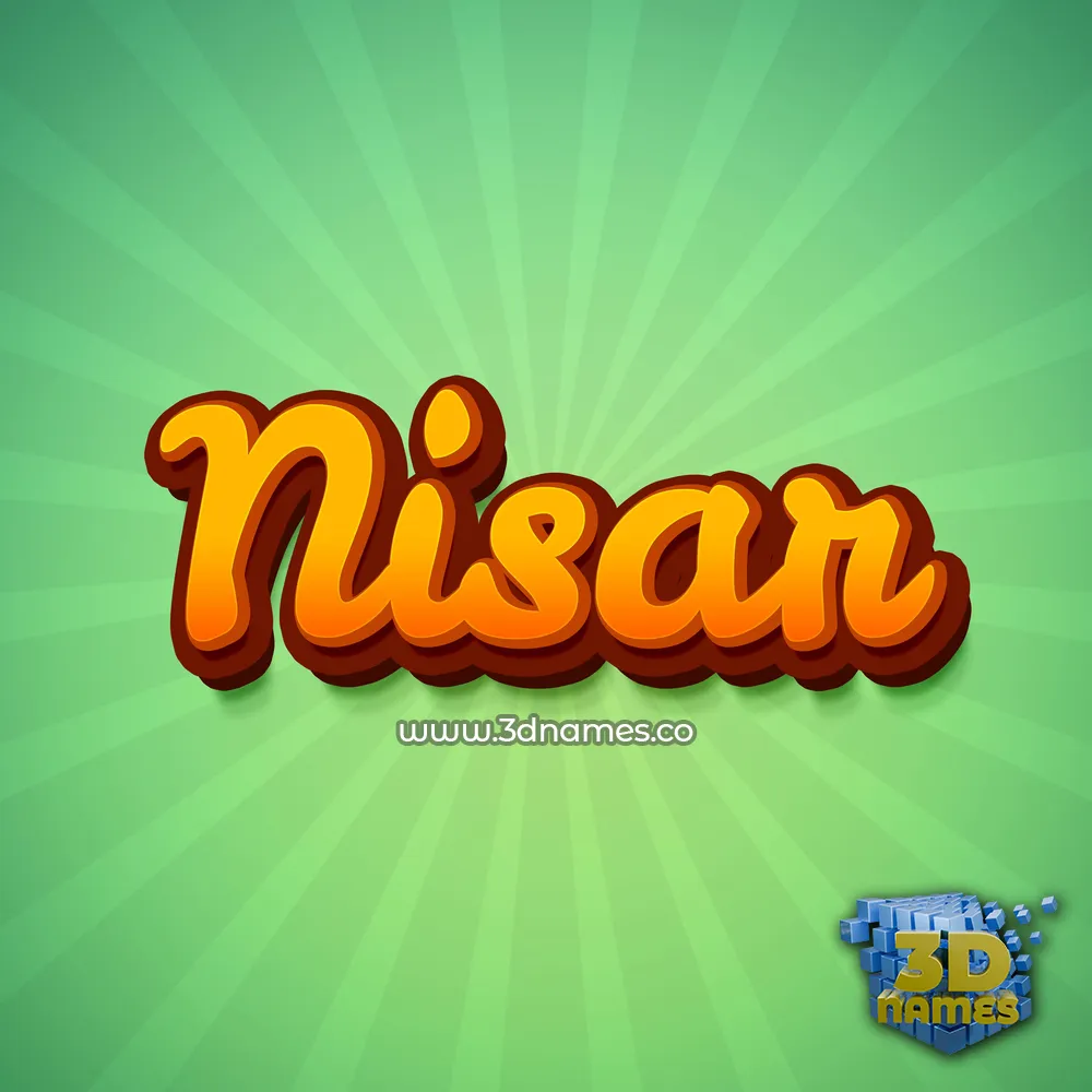 nisar in Green Rays style - 3D name wallpaper