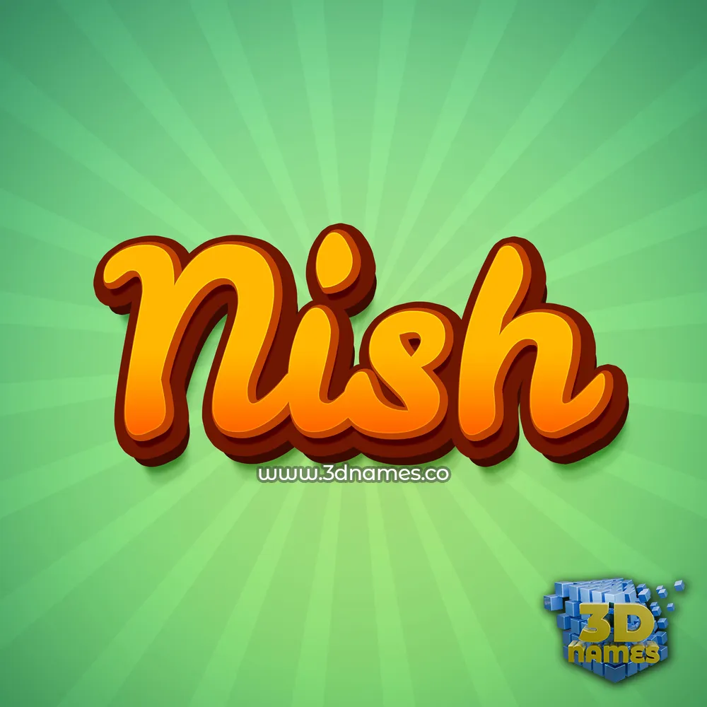 nish in Green Rays style - 3D name wallpaper
