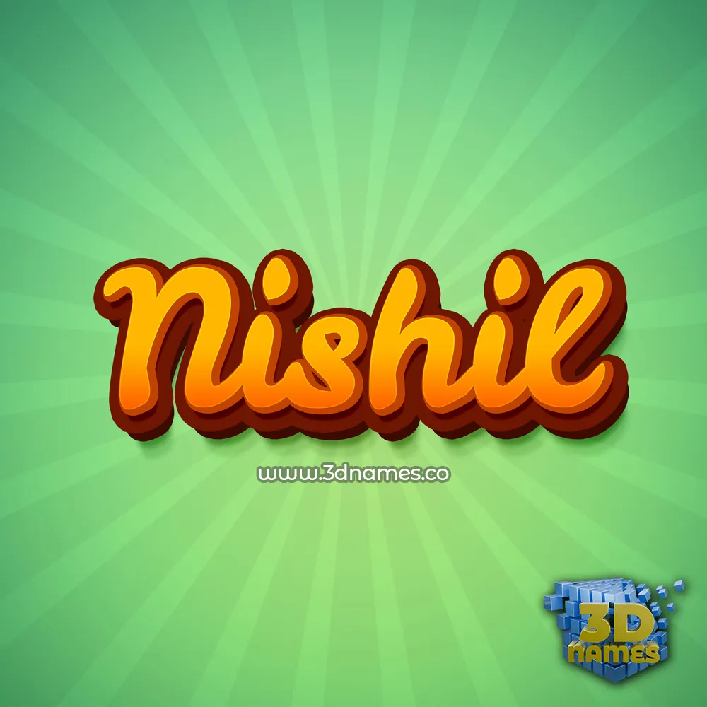 nishil in Green Rays style - 3D name wallpaper