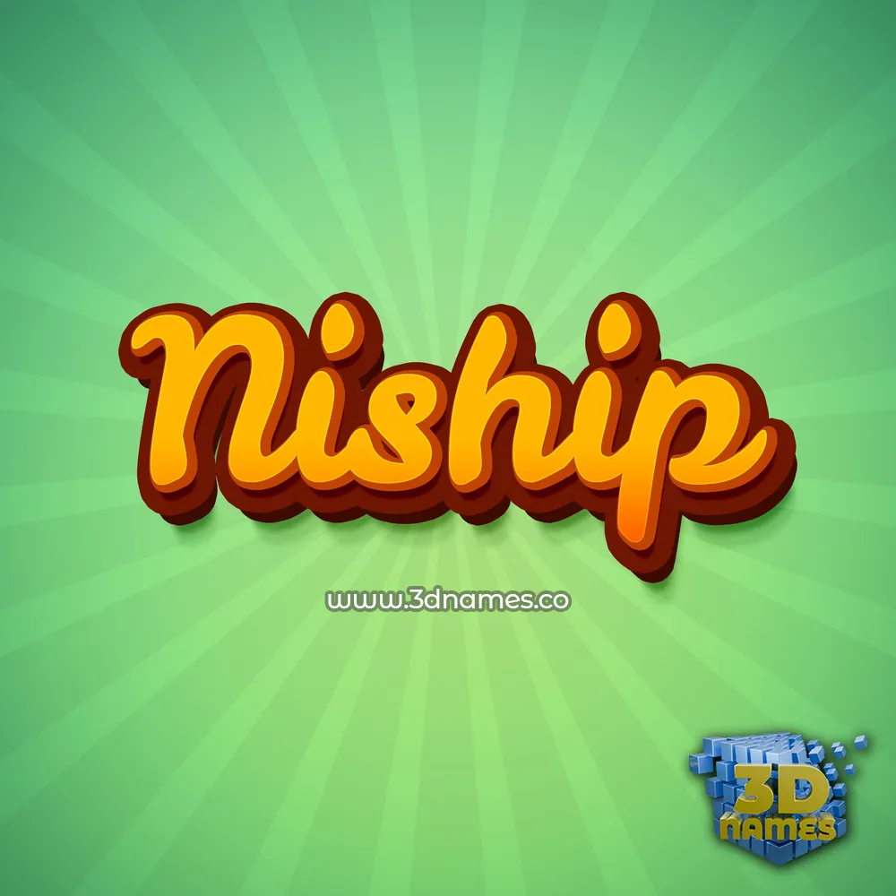 niship in Green Rays style - 3D name wallpaper