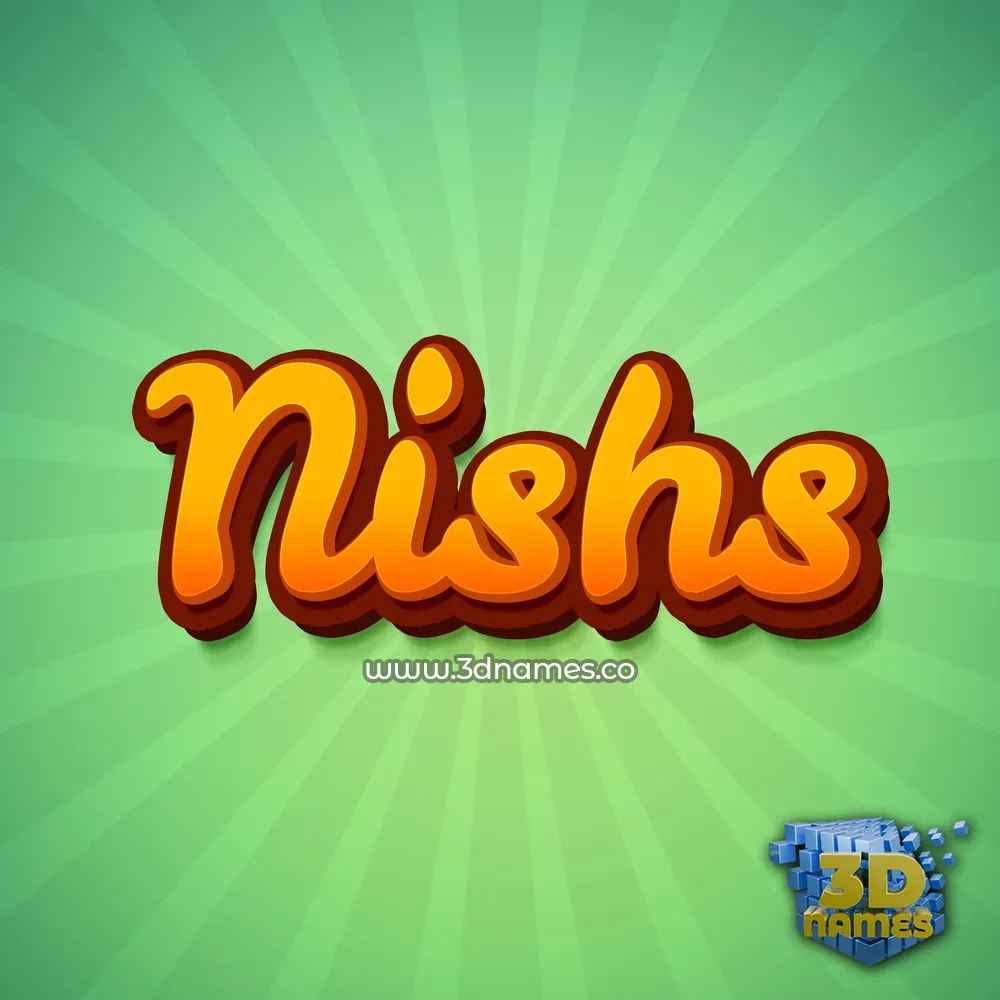 nishs in Green Rays style - 3D name wallpaper