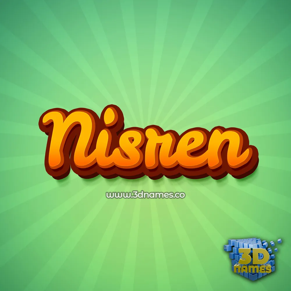 nisren in Green Rays style - 3D name wallpaper