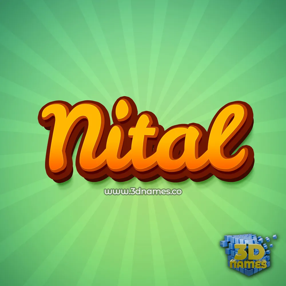 nital in Green Rays style - 3D name wallpaper