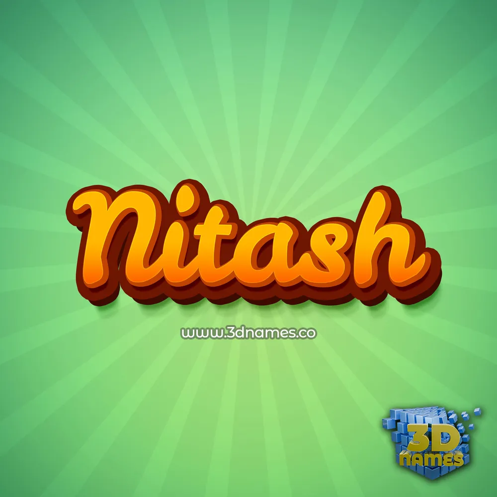 nitash in Green Rays style - 3D name wallpaper