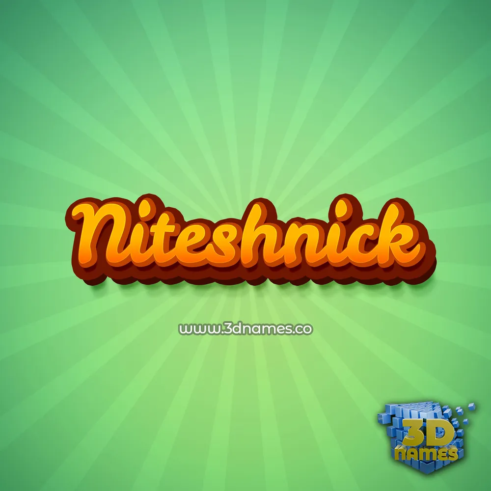 niteshnick in Green Rays style - 3D name wallpaper