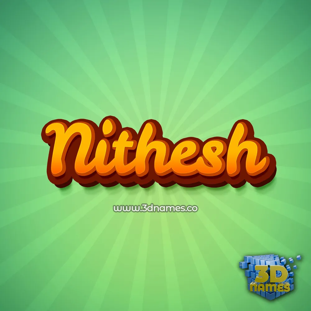 nithesh in Green Rays style - 3D name wallpaper
