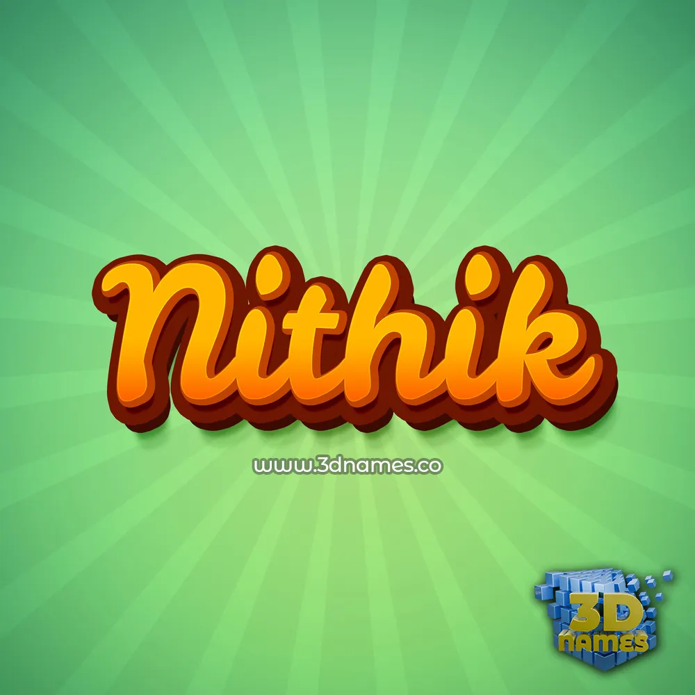 nithik in Green Rays style - 3D name wallpaper