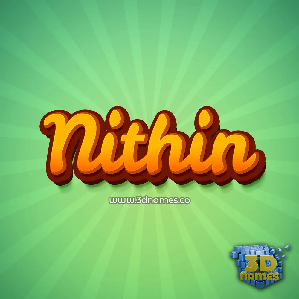 nithin in Green Rays style - 3D name wallpaper