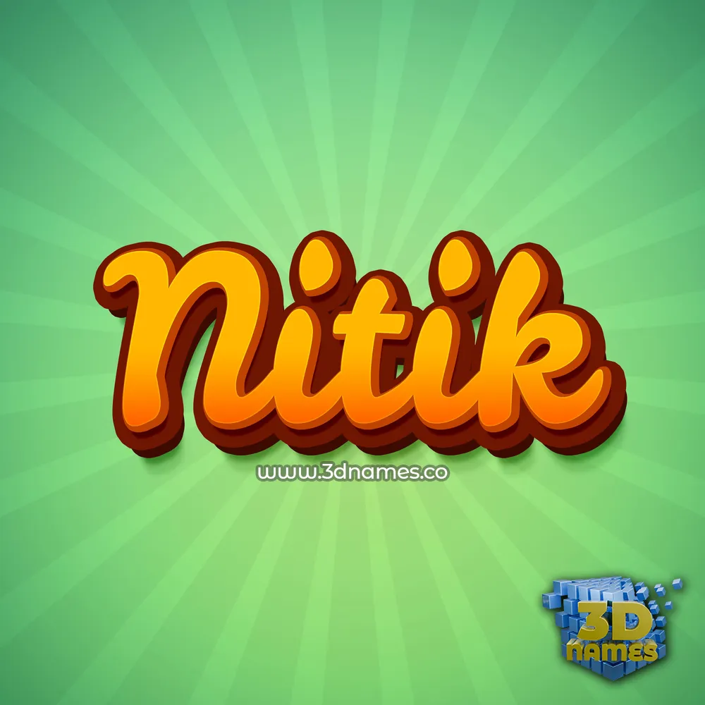 nitik in Green Rays style - 3D name wallpaper