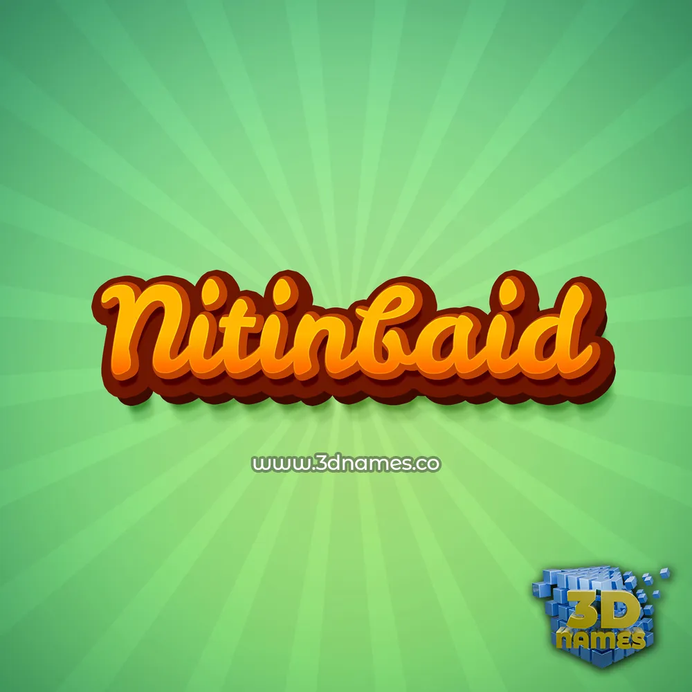 nitinbaid in Green Rays style - 3D name wallpaper