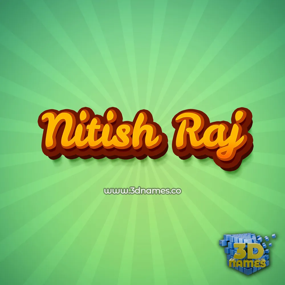 nitish raj in Green Rays style - 3D name wallpaper