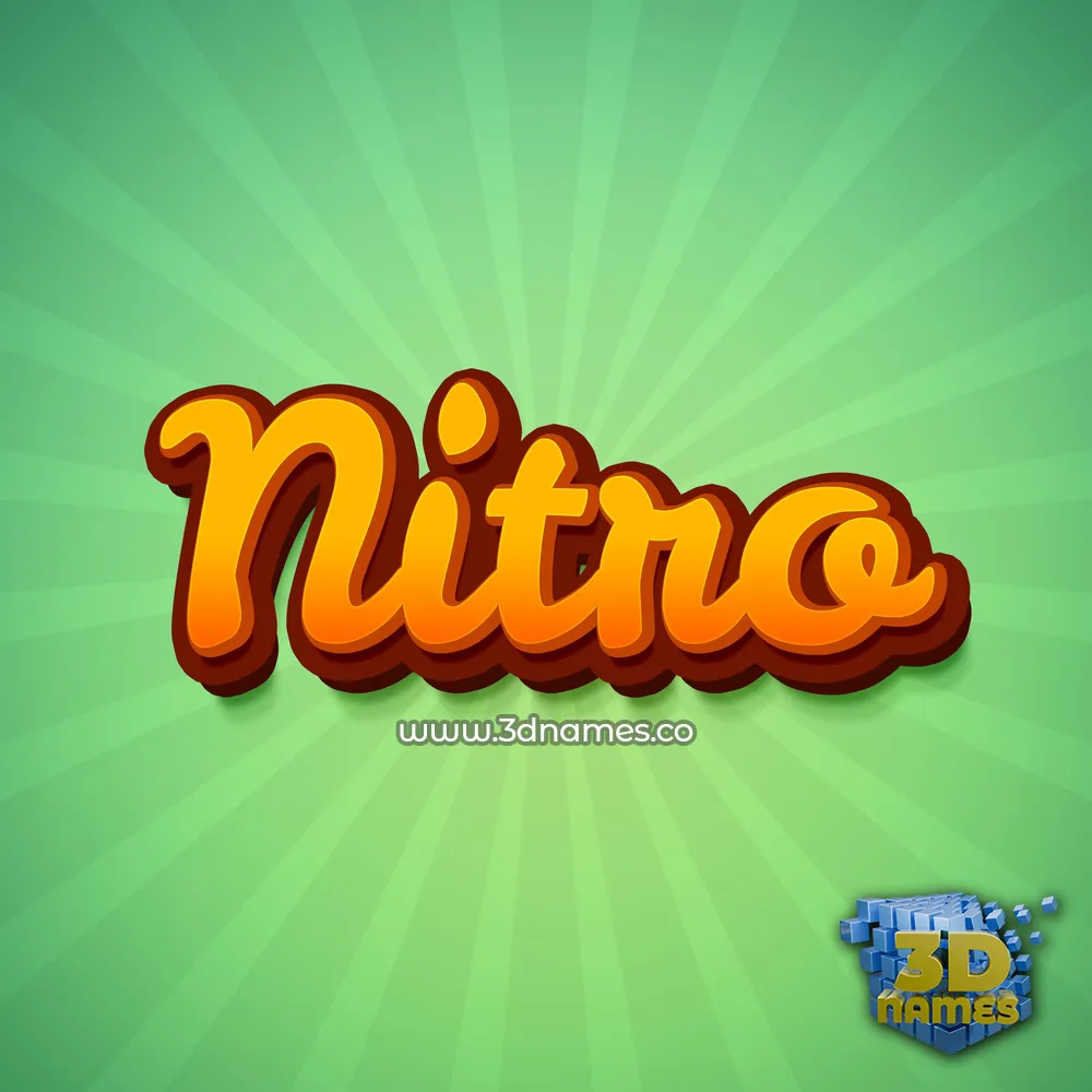 nitro in Green Rays style - 3D name wallpaper