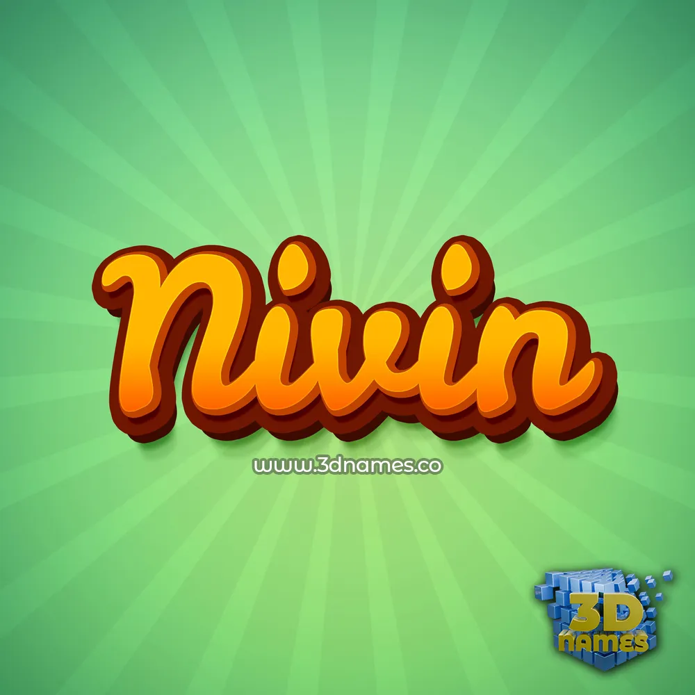 nivin in Green Rays style - 3D name wallpaper