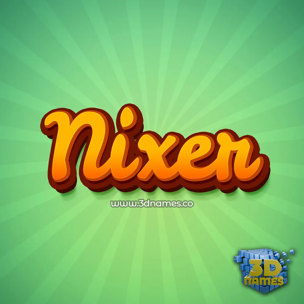 nixer in Green Rays style - 3D name wallpaper