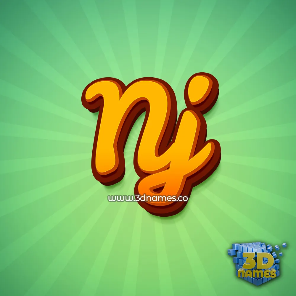 nj in Green Rays style - 3D name wallpaper