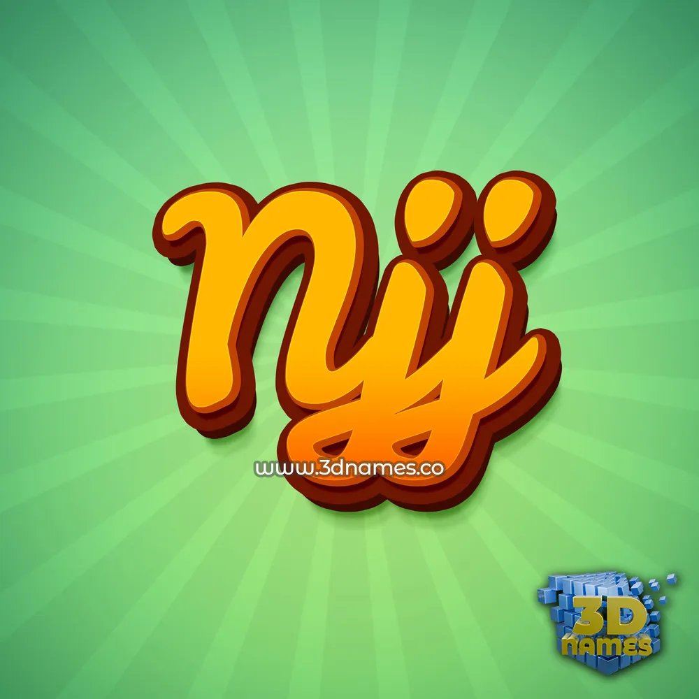 njj in Green Rays style - 3D name wallpaper