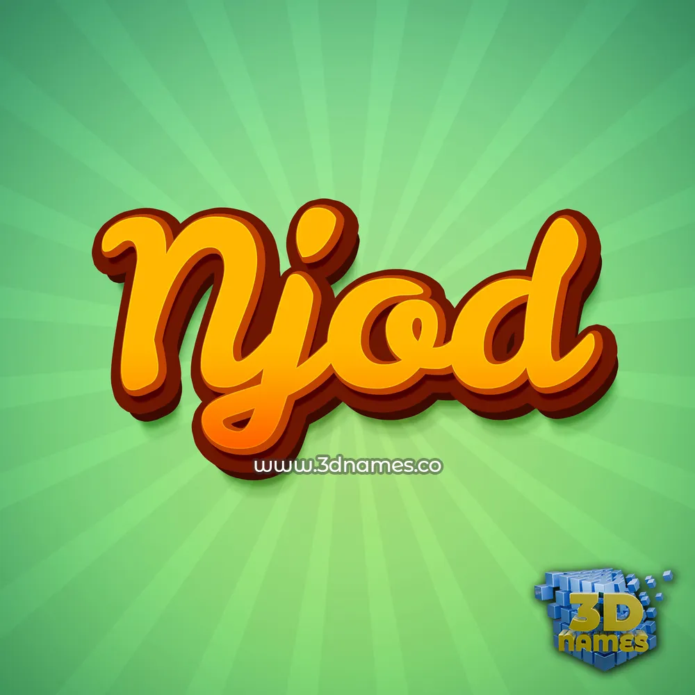 njod in Green Rays style - 3D name wallpaper