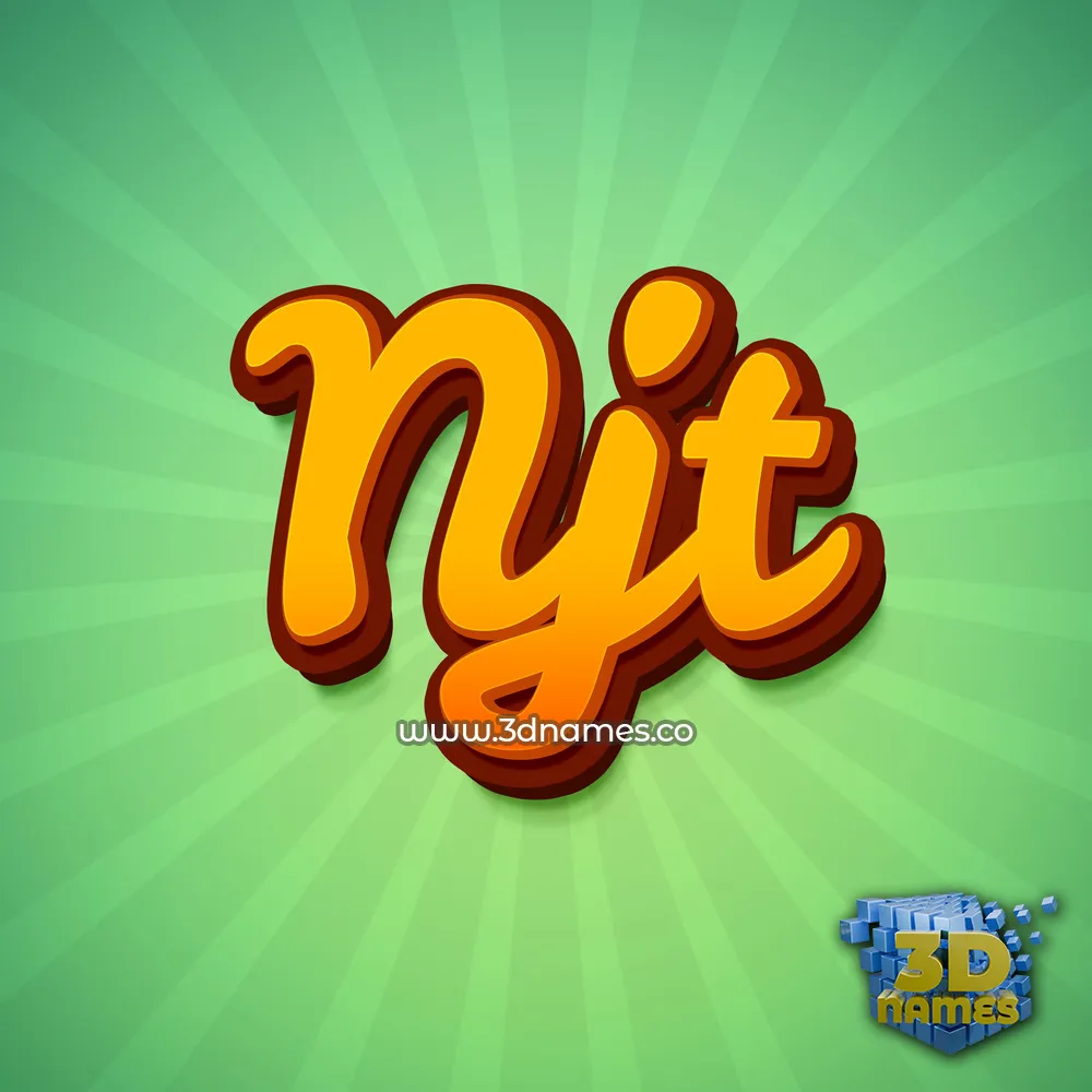 njt in Green Rays style - 3D name wallpaper