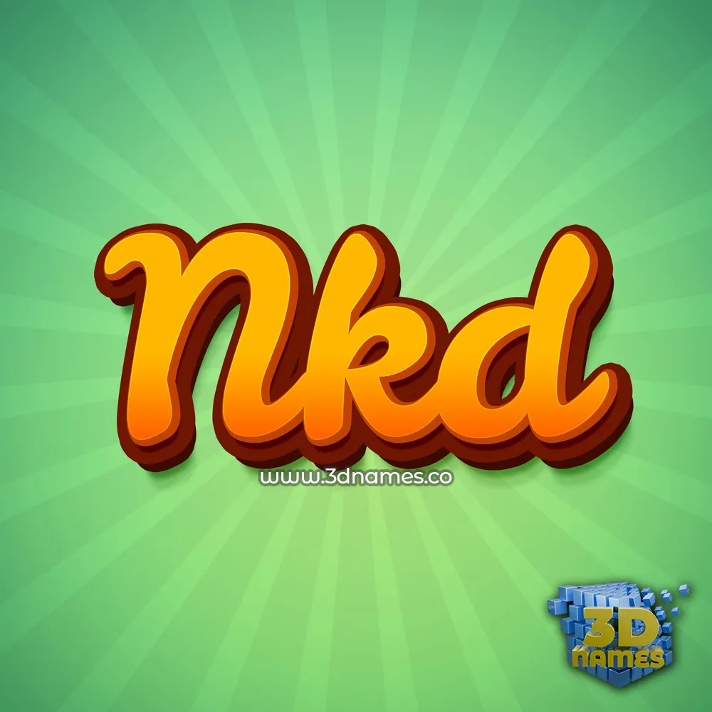 nkd in Green Rays style - 3D name wallpaper