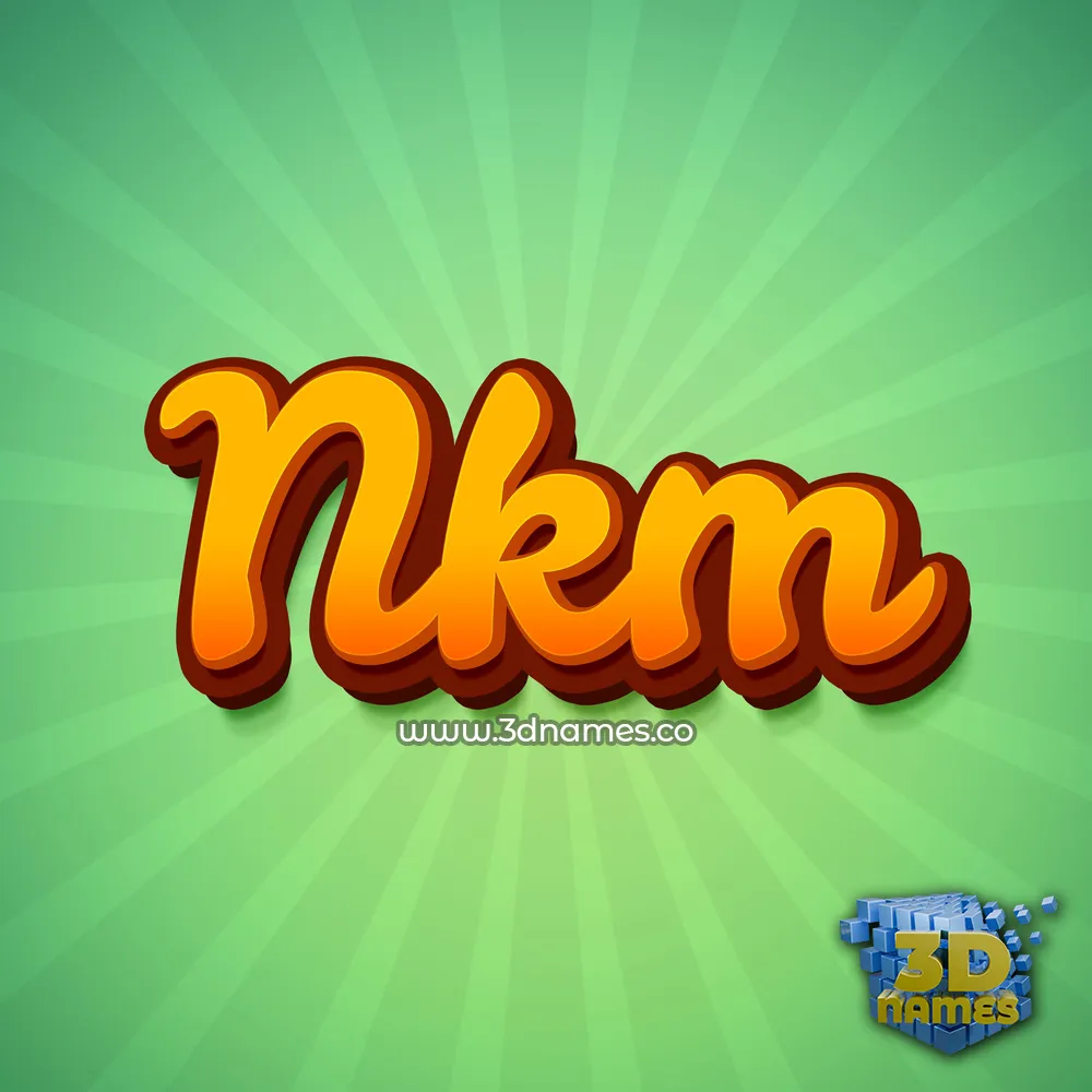 nkm in Green Rays style - 3D name wallpaper