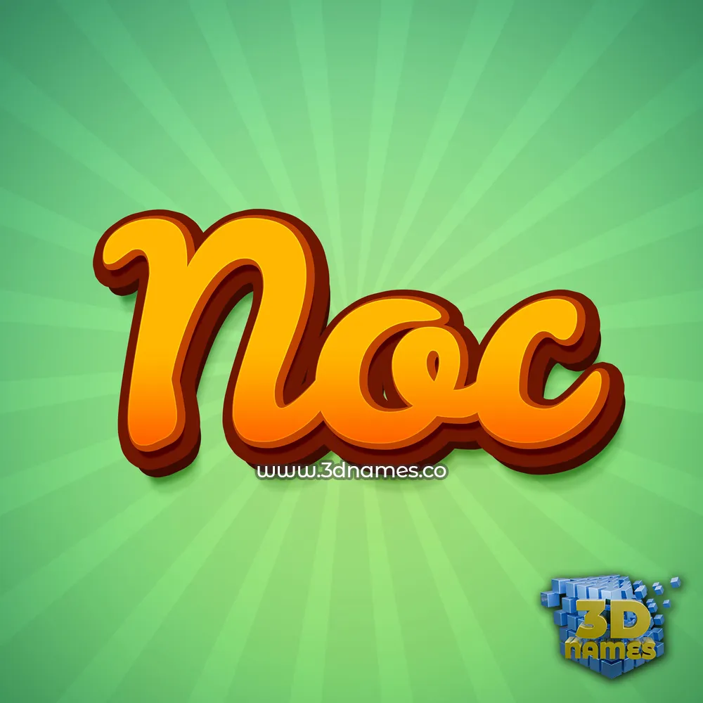 noc in Green Rays style - 3D name wallpaper