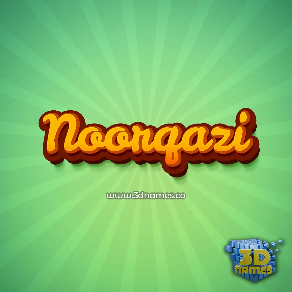 noorqazi in Green Rays style - 3D name wallpaper