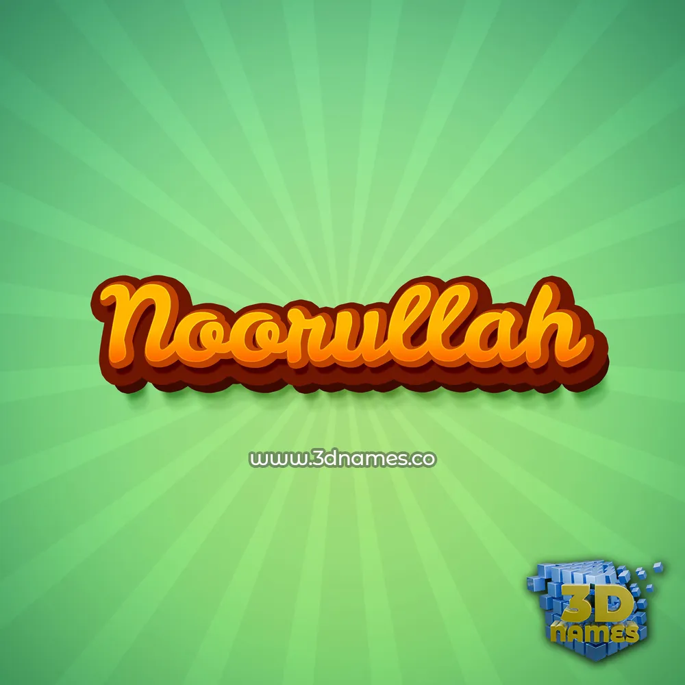 noorullah in Green Rays style - 3D name wallpaper