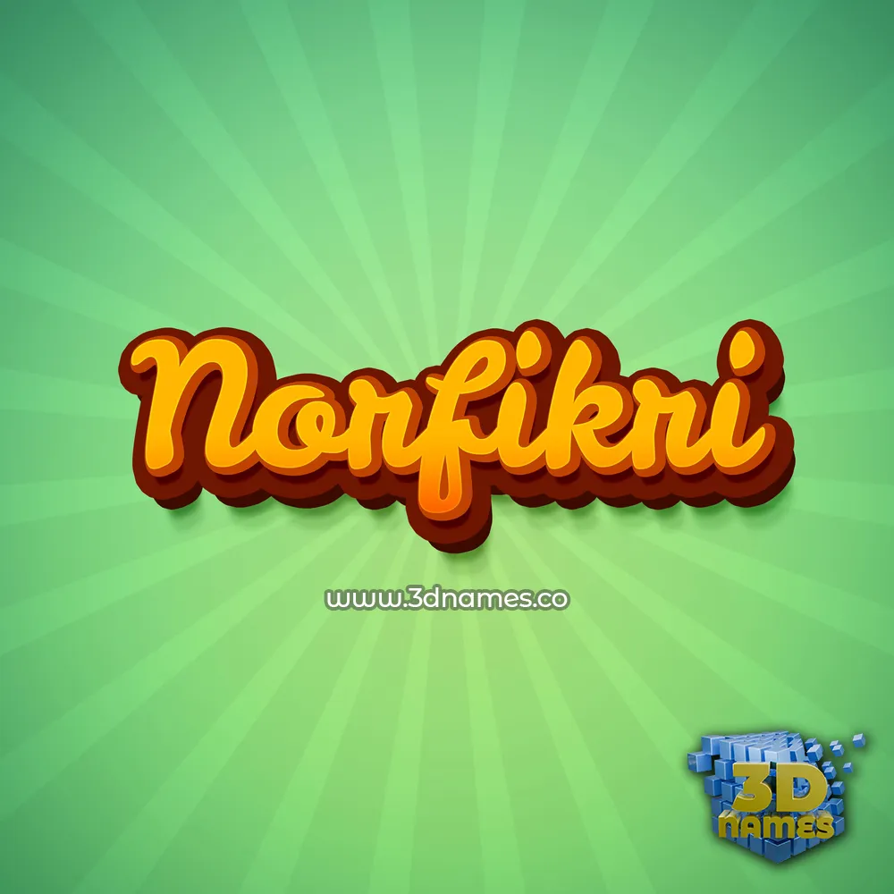 norfikri in Green Rays style - 3D name wallpaper