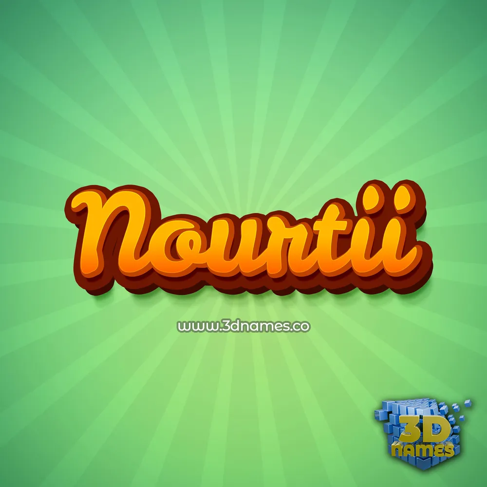 nourtii in Green Rays style - 3D name wallpaper