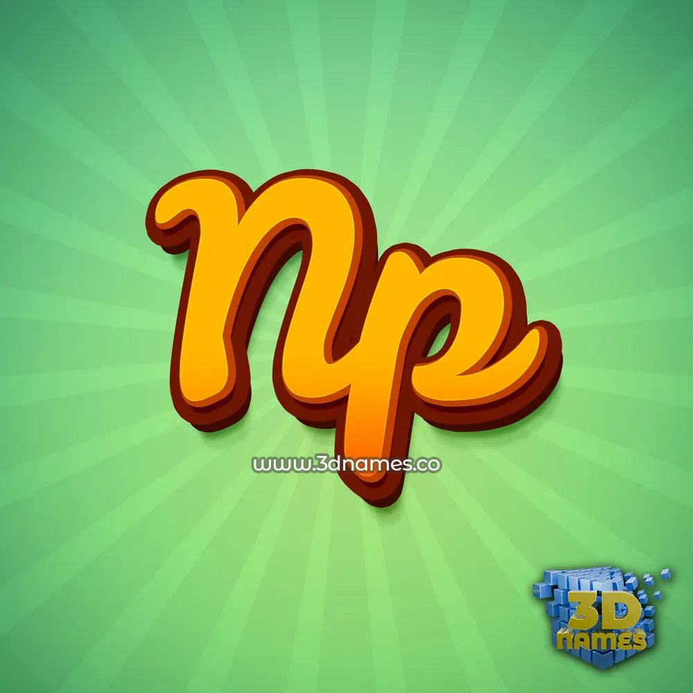 np in Green Rays style - 3D name wallpaper