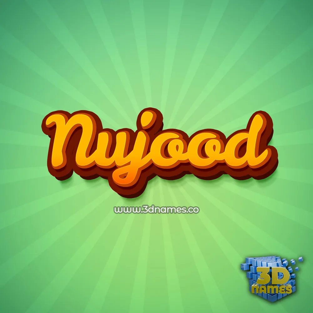 nujood in Green Rays style - 3D name wallpaper