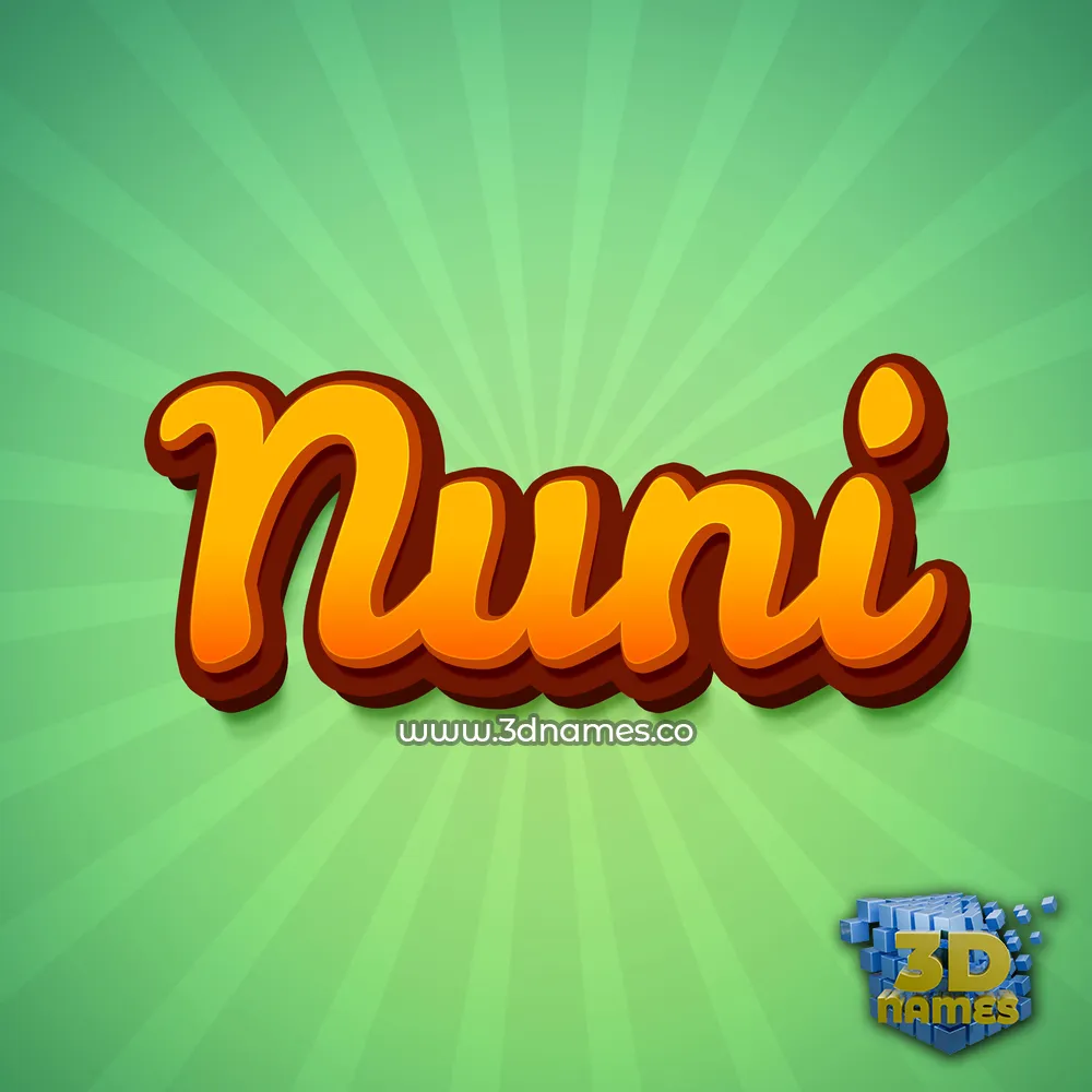 nuni in Green Rays style - 3D name wallpaper