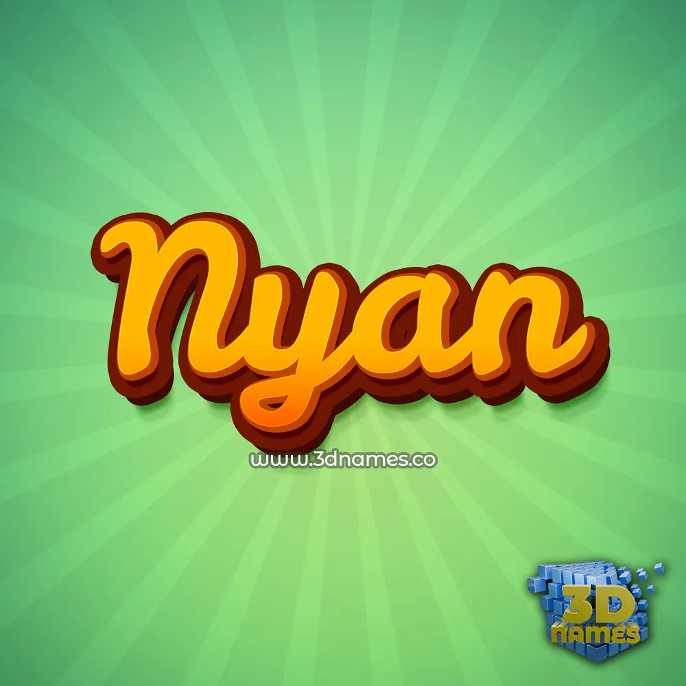 nyan in Green Rays style - 3D name wallpaper