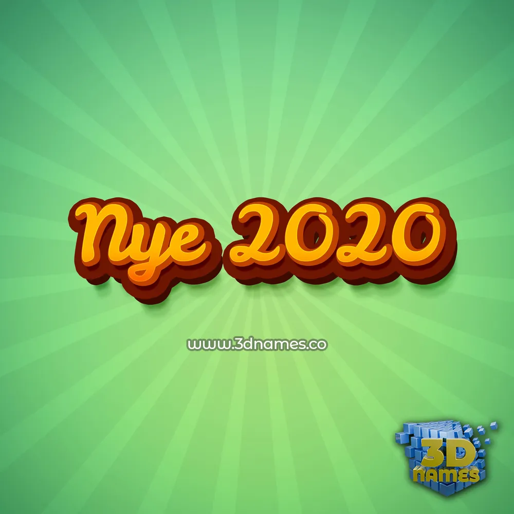 nye 2020 in Green Rays style - 3D name wallpaper