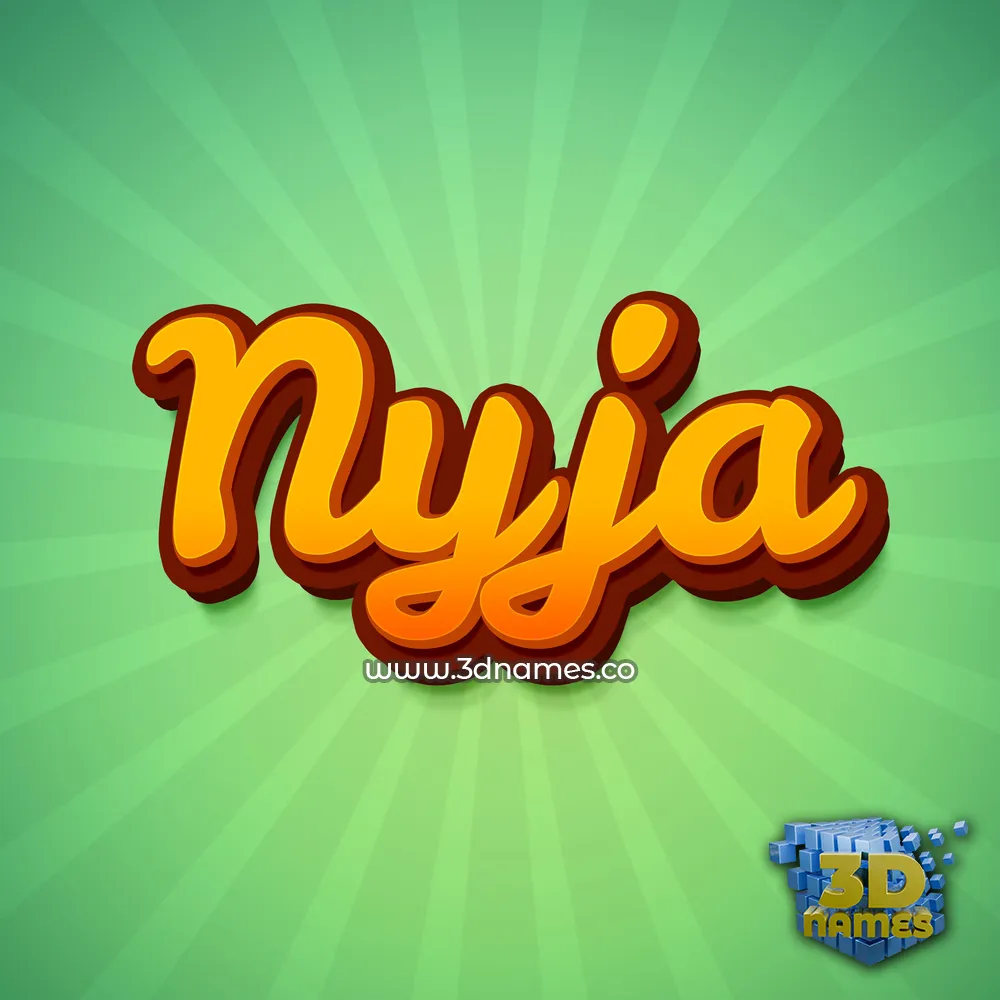 nyja in Green Rays style - 3D name wallpaper