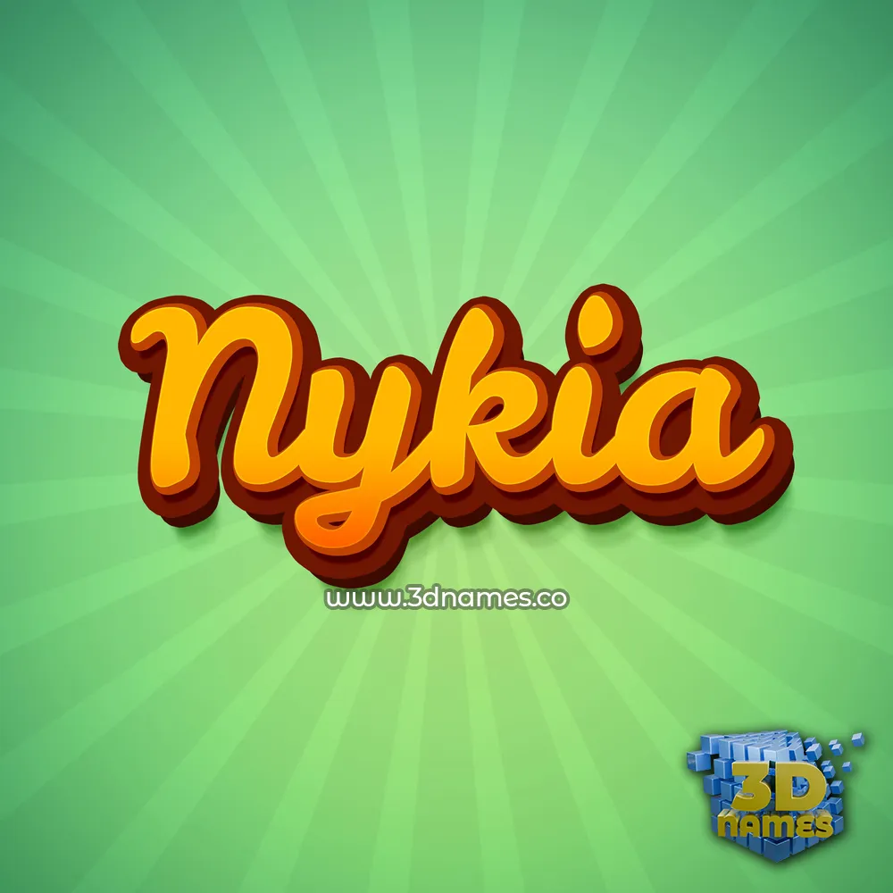 nykia in Green Rays style - 3D name wallpaper