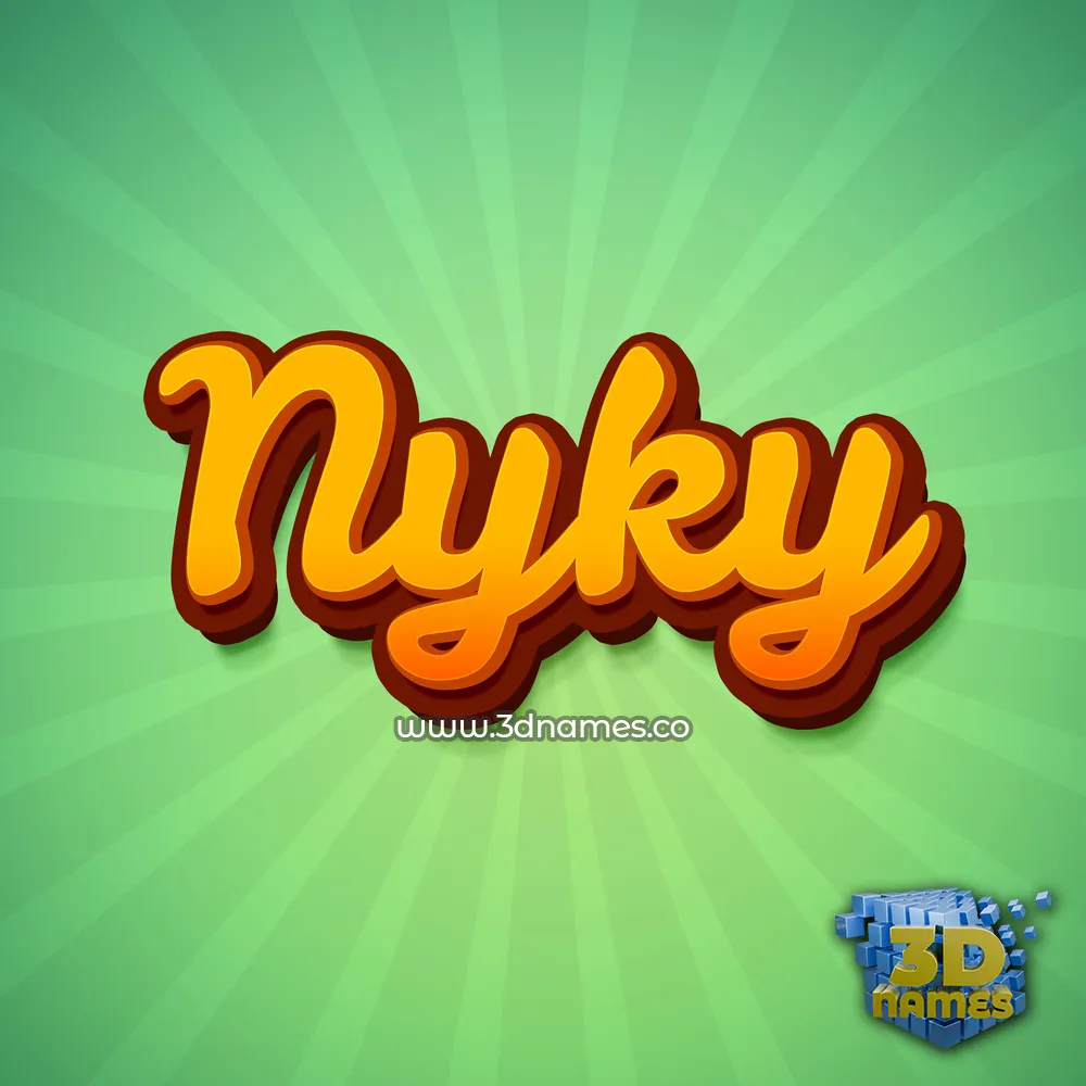 nyky in Green Rays style - 3D name wallpaper