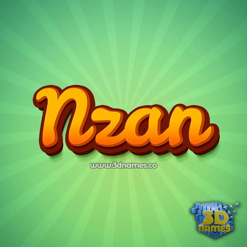 nzan in Green Rays style - 3D name wallpaper
