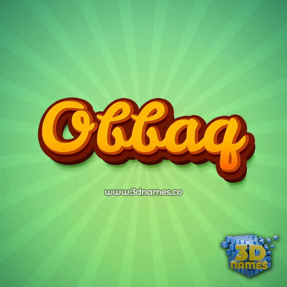 obbaq in Green Rays style - 3D name wallpaper