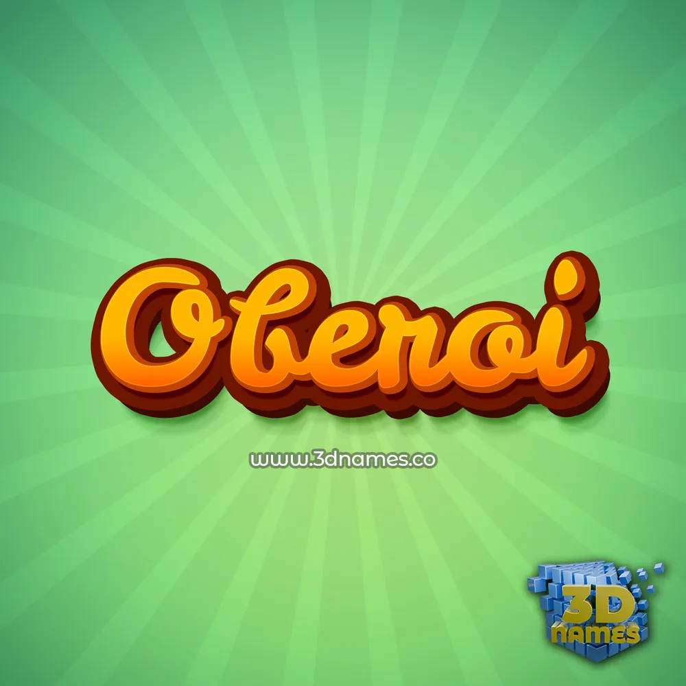 oberoi in Green Rays style - 3D name wallpaper