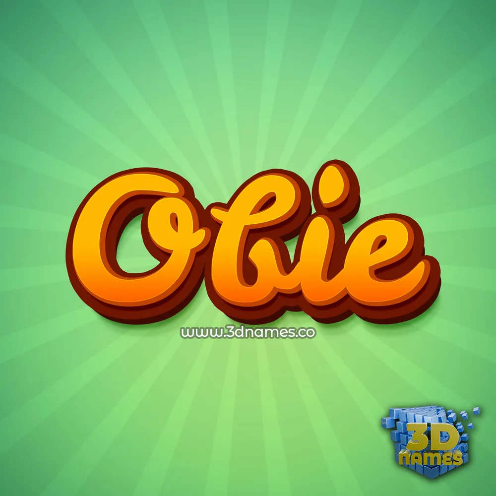 obie in Green Rays style - 3D name wallpaper