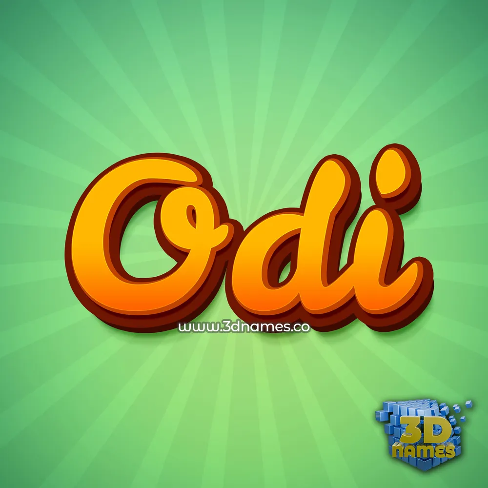 odi in Green Rays style - 3D name wallpaper